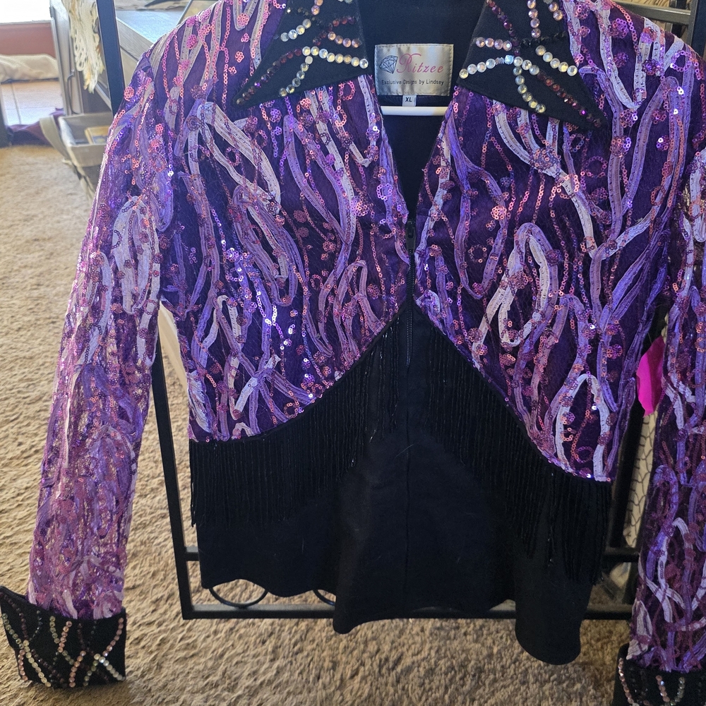 Purple and Black Sequin Kids Jacket